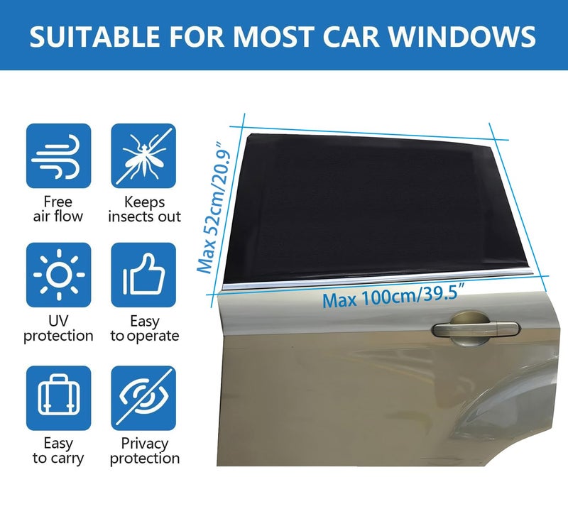 Beicarin Car Window Sun Shade Cover -2 Pack Breathable Mesh Rear Side Window Shade Sunshade UV Protection for Baby Kids Pet Size M, Mosquito Net Curtain Fit for Most(95%) of Cars, Cover Full Window - Image 5